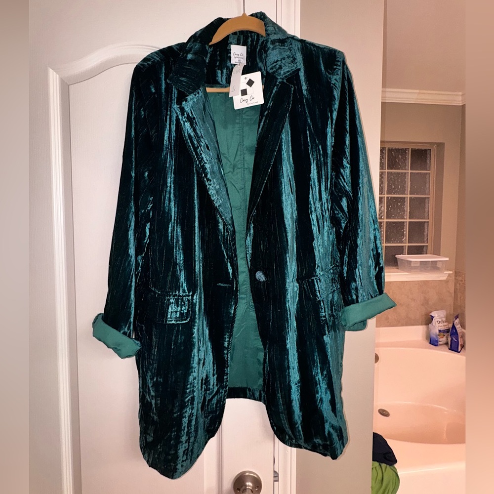 Green Velvet Blazer
